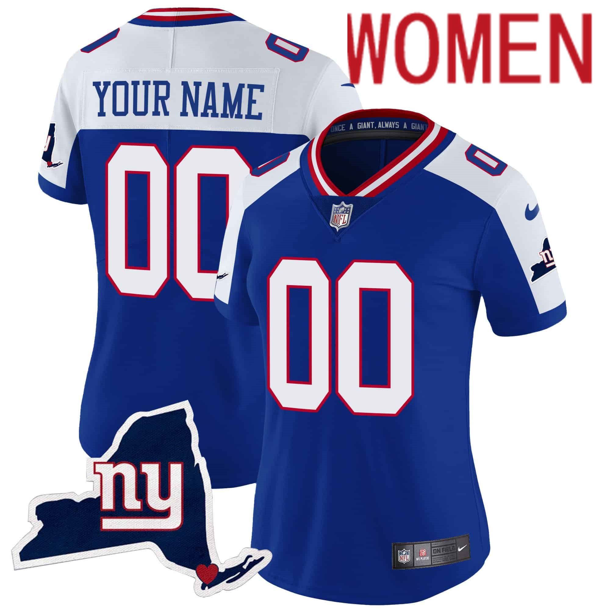 Women New York Giants Blue 2024 Nike Map Patch Limited Custom NFL Jersey->customized nfl jersey->Custom Jersey